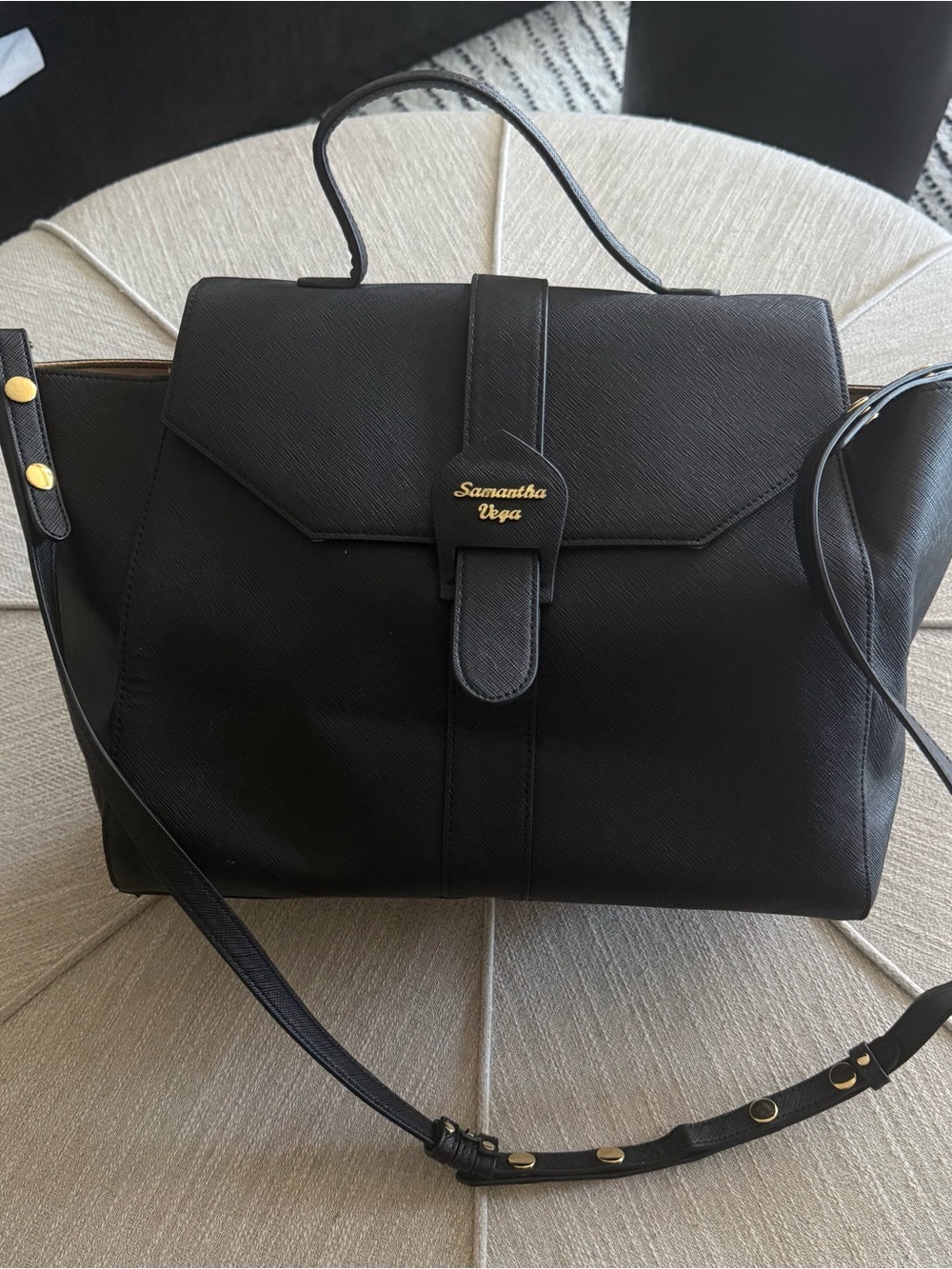 SAMANTHA VEGA Satchel Shoulder Bag Black Quiet‎ Luxury